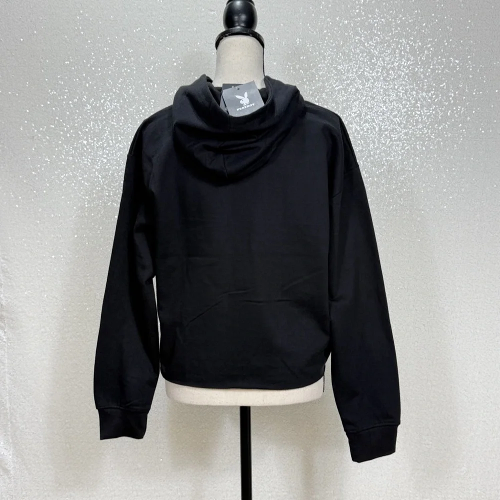 PLAYBOY Black Hoodie with Silver Accents - Picture 4 of 10